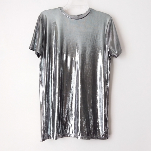 ASOS Other - ASOS | Silver Metallic Liquid Short Sleeve Tee M